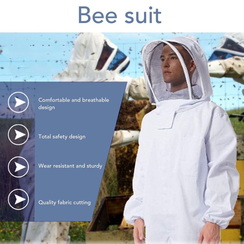 Ventilated Beekeeping Suit with Mesh Veil, Polycotton Beekeeper Suit Outfit