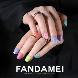 FANDAMEI Press on Nails, 24 Colors 576PCS Short Press on Nails Kit. Glossy Glitter Glue on Nails with Tabs. Fake Nails for Women, Girls, Kids, Teens. Natural Fit Lightweight for Christmas
