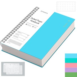 EMSHOI A4 Spiral Notebook Bullet Dotted Journal, 11.2" X 8.27", 300 Pages/150 Sheets, 100gsm Dot Grid Paper, Waterproof Softcover, Twin-Wire Binding, for School Work Writing Note Taking-Blue