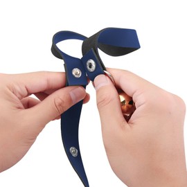 CATHYLIFE Leather Dog Doorbells for Door Knob/Potty Training/Go Outside, Length Adjustment Copper Dog Bell, Housetraining Hanging Bell, Blue Leather Golden Bells.