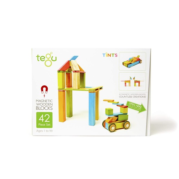 42 Piece Tegu Magnetic Wooden Block Set, Tints