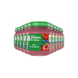 Gerber 2nd Foods Organic for Baby Food, Apple Wild Blueberry, 4 oz Jar (10 Pack)