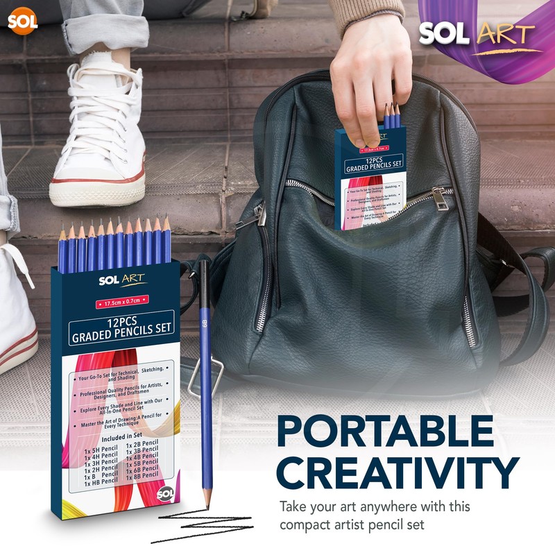 SOL 12pcs Graded Pencils Set - Graphite Pencils for Sketching