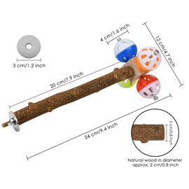 DS. DISTINCTIVE STYLE Bird Perch Stand Toy with Rotatable Balls, Wooden Perch for Bird Cage, Suitable for Green Cheeked Conure, Budgie, and Pineapple Conure, Colourful