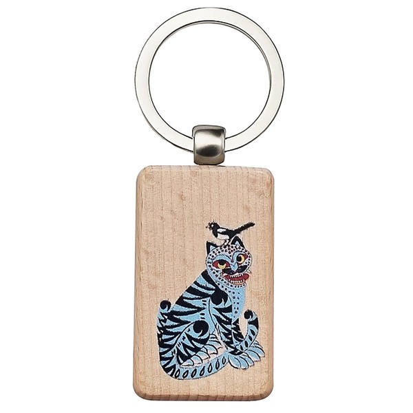 xenoz K- Tiger & Magpie Wooden Keychain | K-Folk Art