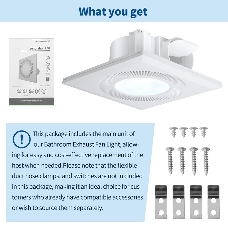 Bathroom Vent Fan with Light, Bathroom Exhaust Fan with LED