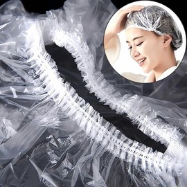Plastic disposable hair caps 100 pieces plastic bag cover hair cover headband supplies protective film hat beauty Cash on delivery or payment upon order / 비닐 일회용 헤어캡 100개입 비닐봉지 덮개 헤어 커버 머리띠 용품 보호 막 모자 미용 착불 또는 주문시 결제