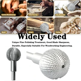 KEWAYO Carbon Steel Sphere Rotary Burr - 10mm Shank, Ideal for Wood Carving, Grinding, Polishing, and Engraving with 115/125 Angle Grinder
