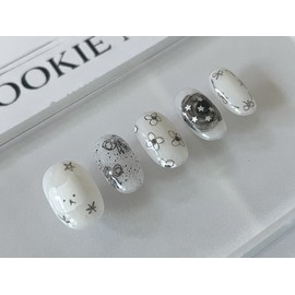 ⭐ [Bear Counting Stars ] Handmade Nail Tips ⭐ - Long Oval / ⭐ [별 헤는 곰 ] 수제네일팁 ⭐ - 롱오발