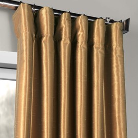 HPD Half Price Drapes Faux Dupioni Silk Curtain Vintage Textured for Room Decor 50 X 96 (1 Panel), PDCH-KBS8-96, Flax Gold