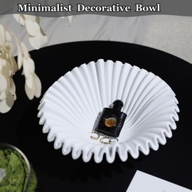 XDONEF Large Decorative Bowl Scalloped Decor Bowl Ruffle Fruit Bowl for Kitchen Counter Modern Decorative Bowls for Home Decor White Keys Bowls for Entryway Table