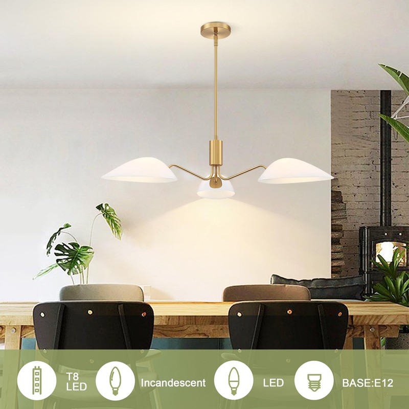 MEXO Modern Glass Chandeliers, Sputnik Chandelier Gold Pendant Lighting Fixture