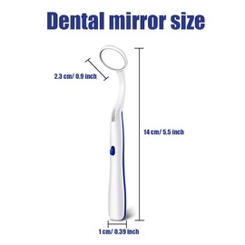 Ceonam 2 Pcs Dental Mirror with Light Tool LED Lighted Teeth Inspection Mirror Anti Fog Curve Angle Dentist Oral Care Tool (Dark Blue)