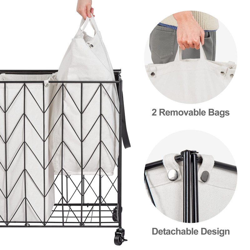 WOWLIVE Laundry Basket with Wheels, Heavy Duty Laundry Hamper with