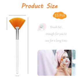 15 Pieces Fan Brush Facial Mask Brushes Esthetician Applicator Tool for Cleaning Soft Makeup Brushes