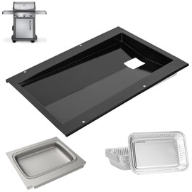 DcYourHome 69804 Grease Tray with 67047 Catch Pan for Weber Spirit 300 Series Gas Grill (2013 and Newer) Spirit E310,S310,E320,S320,E330,S330,EX315,Grease Drip Pan with 10 PCS 6415 Aluminum Foil Liner