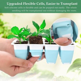 Hanaoyo 5 bandejas reutilizables para iniciación de semillas, kit de inicio de semillas de 60 celdas con células flexibles emergentes, bandejas de inicio de plántulas para iniciación de semillas,