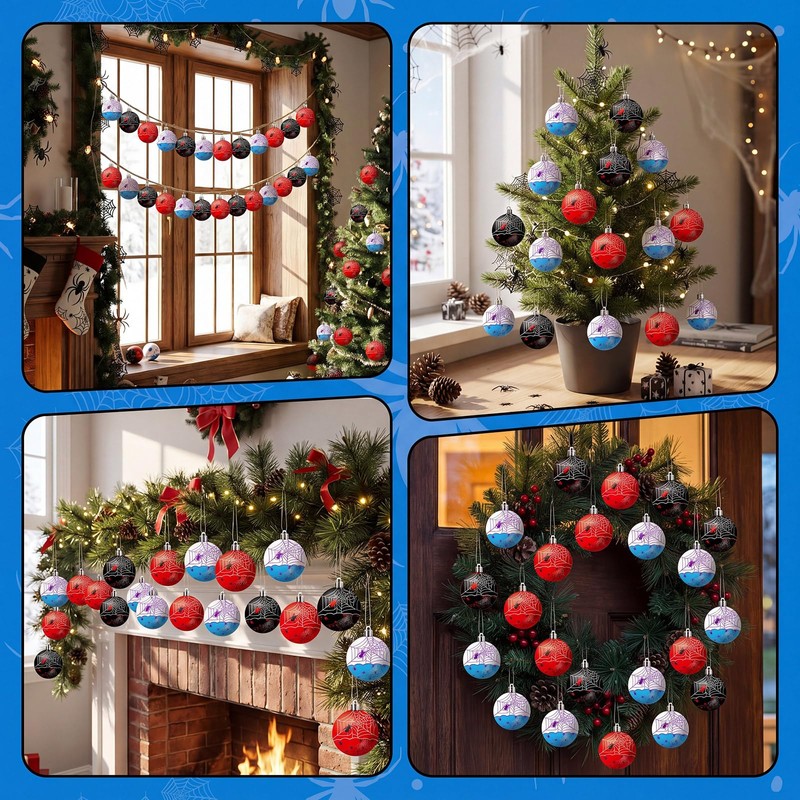 Spider Ball Ornaments 24PCS 2.4in Shatterproof Hanging Decor