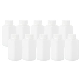 PATIKIL Reagent Bottles, 10 Pcs 100ml HDPE Narrow Mouth Square Sample Storage Container with Inner Ring Cover for Lab Water Reagent Liquids Solid Sample Storage Seal, White