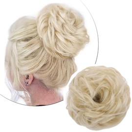 Scrunchy Scrunchie Hair Bun Extensions Thick Updo Hairpiece Ponytail Wavy Curly Messy Donut Hair Chignons Hair Piece - Bleach Blonde