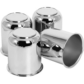 Podoy Push Through Center Caps 3.19" for Trailer Truck RV Wheel Rims, 4 Closed-End Chrome Plated Silver Carbon Steel 3.19-Inch Center Bore Push Thru Wheel Center Caps