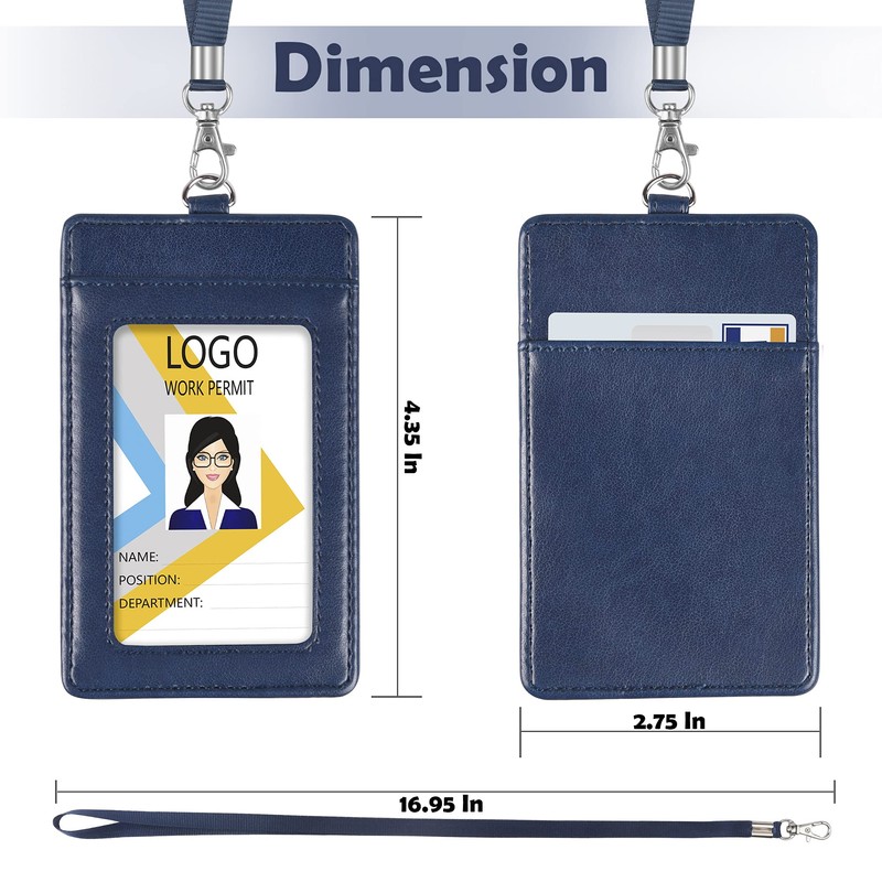 Badge Holder, Arae PU Leather Vertical ID Badge Card Holder