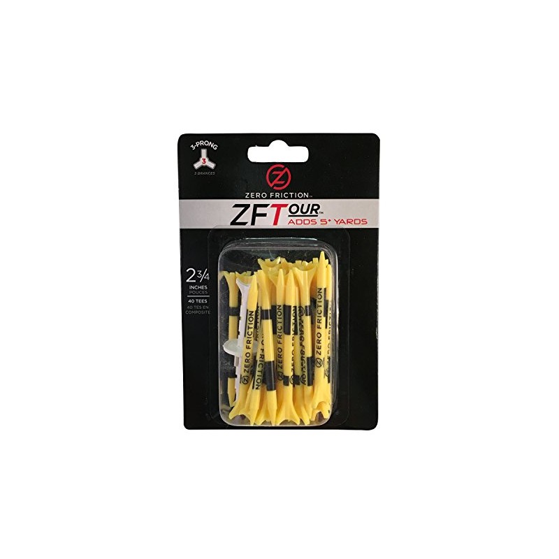 Zero Friction Tour 3-Prong Golf Tees (2-3/4 Inch, Yellow, Pack