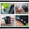 White Fang NT065 Women's Leather Gloves Fingerless Punk Rock Studded