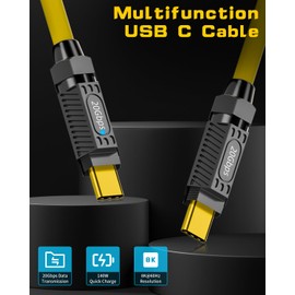 Poyiccot Short USB C to USB C Cable 6inch, 140W USB C Cable Short, USB C to USB C Data Cable 20Gbps with LED Light, Support 8K@60Hz for Thunderbolt 3, MacBook Pro, External SSD.