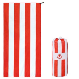4Monster Beach Towel with Carry Bag, Sandproof, Beach Towel, Oversized, Quick Drying, Beach Towel for Adults, Hiking, Yoga, Gym, Sports, Holidays (Striped Red, S: (80 x 160 cm)