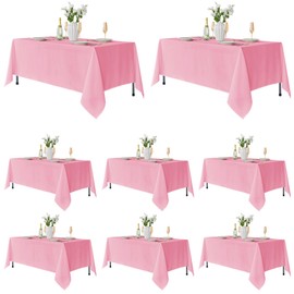 Fitable 8 Pack Rectangle Tablecloths: Stain Resistant Wrinkle Free Fabric Table Clothes, Washable Reusable Polyester Table Covers for Wedding Party Birthday Banquet Reception(Pink, 60x102 Inch)