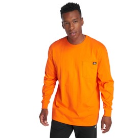 Dickies Men's Long Sleeve Heavyweight Crew Neck, Orange, Medium