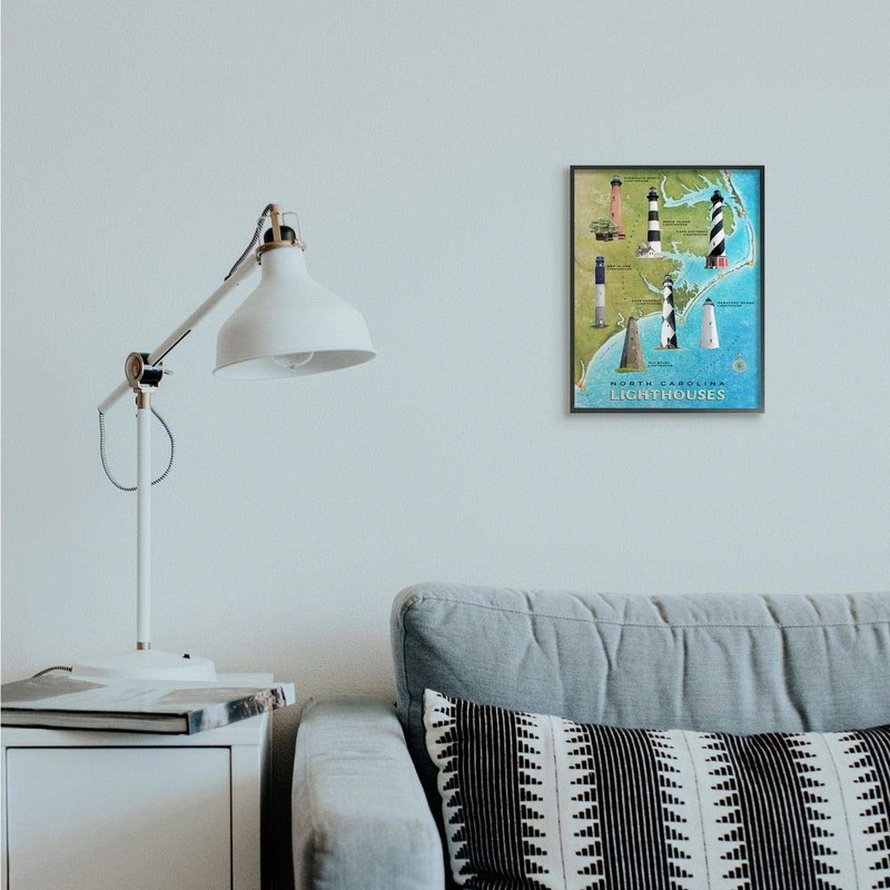 Stupell Industries Map of Lighthouses in North Carolina Coastal Design,