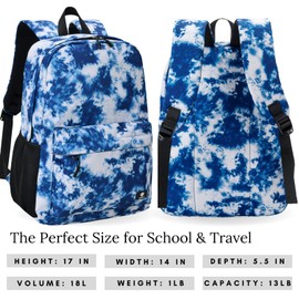 Fenrici Blue Tie Dye Kids' Backpack with Lunch Box Set for Boys and Girls, School Bag with Laptop Compartment and Insulated Lunch Bag, Camo, Tie Dye