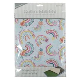 Trimits Exclusive 4 in 1 Multi-Mat, Cutting Mat, Anti-Skid Mat, Ironing Mat, Pattern Marking Sheet, Quilting Mat, Rainbow, 30 x 24cm