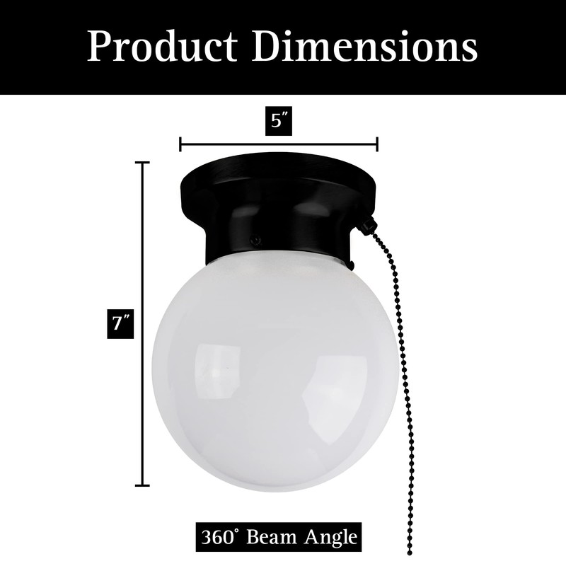 Ultralux 6" Utility LED Glass Flush Mount with Pull Chain