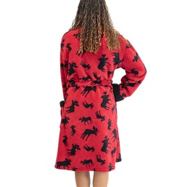 Lazy One Classic Moose Ultra-Cozy Bathrobes for Women, Animal, Cabin (S/M)