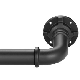 Mayrhyme Curtain Rod for Windows,Wrap Around Industrial Blackout Design,Black Adjustable 1 Inch Curtain Rod,Room Divider Window Curtain Rod for Indoor/Outdoor (Matte Black, 48-84")