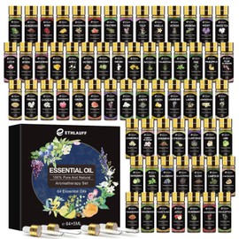 Essential Oil Set 64 Pack -Aromatherapy Essential Oils Kit-Fragrance Oils Perfect for Diffuser, Humidifier, Massage,Soap, Skin & Hair Care, Candle Scented Oil (0.17oz)