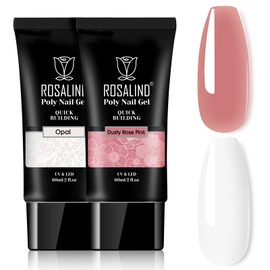 ROSALIND White Rose Pink Poly Nail Gel, 2 PCS 60ml/2oz White Dark Pink Poly Extension Gel