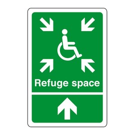 Safe refuge space - safety sign - business signs, carpark safety signs - 1.2mm Rigid plastic for indoor/outdoor usage (300mm x 200mm) Viewing Distance within 7m.