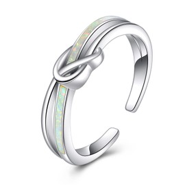 KZX Opal Knot Ring for Women 925 Sterling Silver Simple Opal Knot Ring Jewelry Gifts for Mother Wife