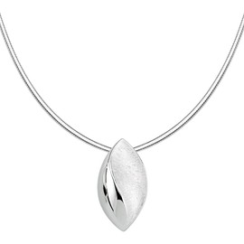 Vinani Design Pendant Almond Eye Elegant Curved Brushed Shiny with Sterling Silver 925 Snake Chain Italy Lens 2ARA-S00, Sterling Silver, No Gemstone