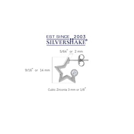 Silvershake Cubic Zirconia White Gold Plated 925 Sterling Silver 0.55 Inch Trendy Star Hoop Stud Post Earrings April Gemstone Birthstone Jewelry for Women, Small, Sterling Silver Rhodium (White Gold