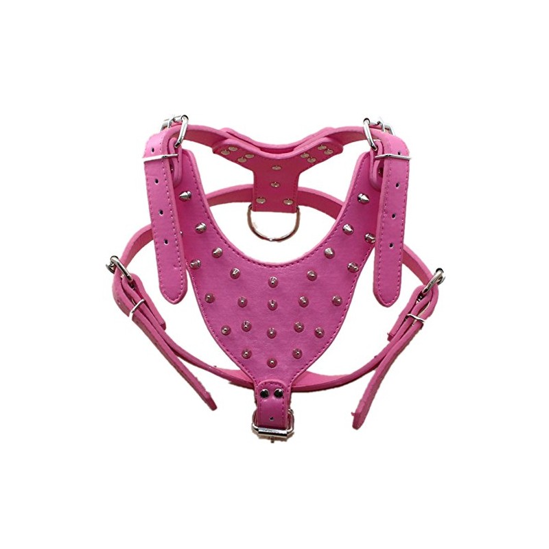 haoyueer Leather Spiked Studded Medium & Large Dog Collars, Harnesses