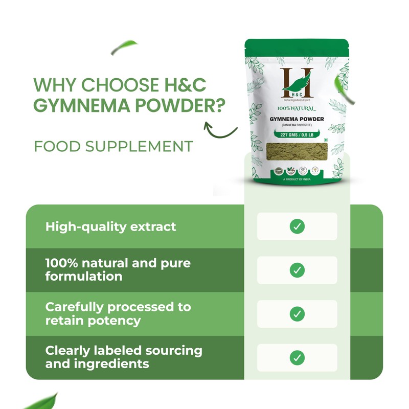 H&C Gymnema/Gurmar Leaves Powder (Gymnema sylvestre) 227g / 0.5 Lb