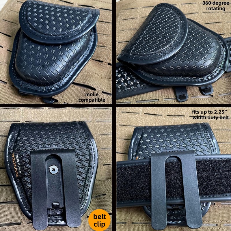 ROCOTACTICAL Hidden Snap Single handcuff case w/360 Degree Rotating Belt