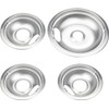 4PCS Chrome Range Drip Pans,Replacemen Electric Stove Drip Pans,Include 2