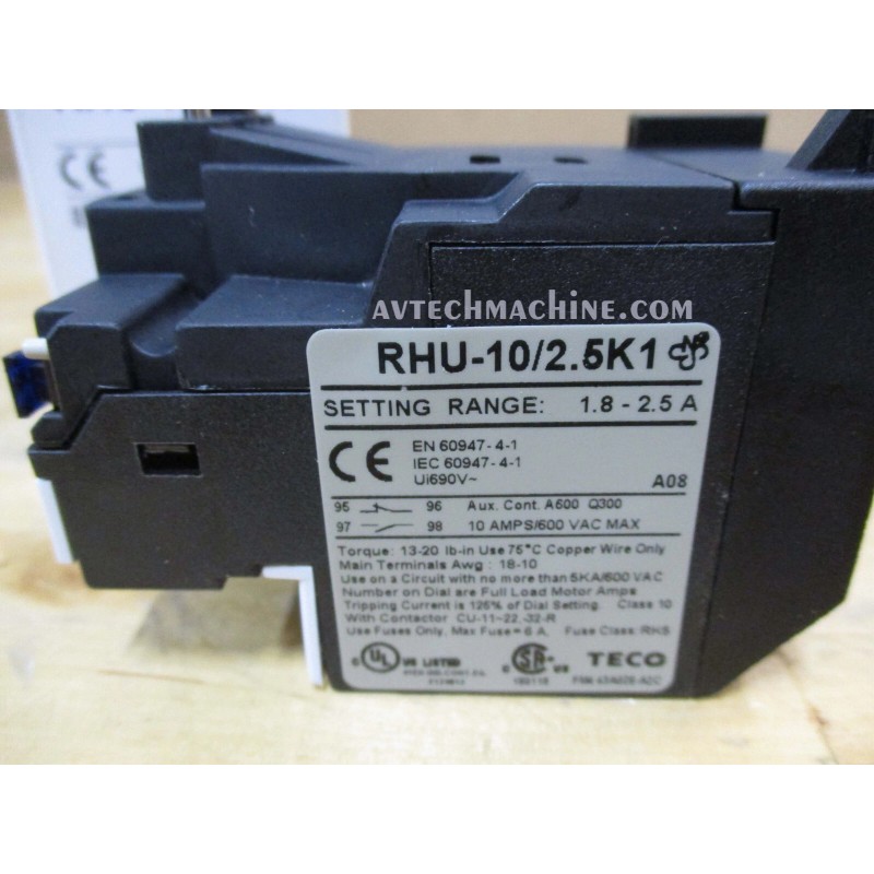 Teco RHU-10/2.5K1 Teco Thermal Overload 2 Pole 1.8 - 2.5