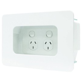 Matchmaster Recessed Power Point Mounting Box with AV and Brush, White
